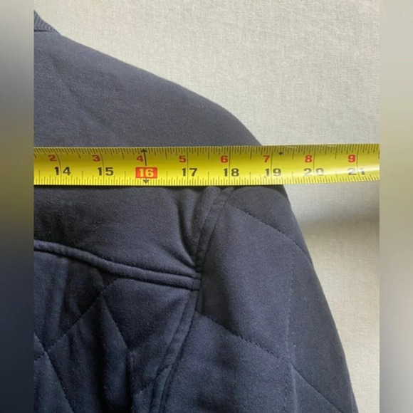 Ted Baker Quilted Jersey Cotton Navy Elbow Patches Bomber Jacket Sz 4(Sz M) - Picture 13 of 13